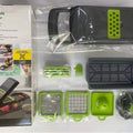 Adjustable Stainless Steel Slicer Dicer with Container-Non-Stick 16-Piece Kitchen Food Processor Cutter